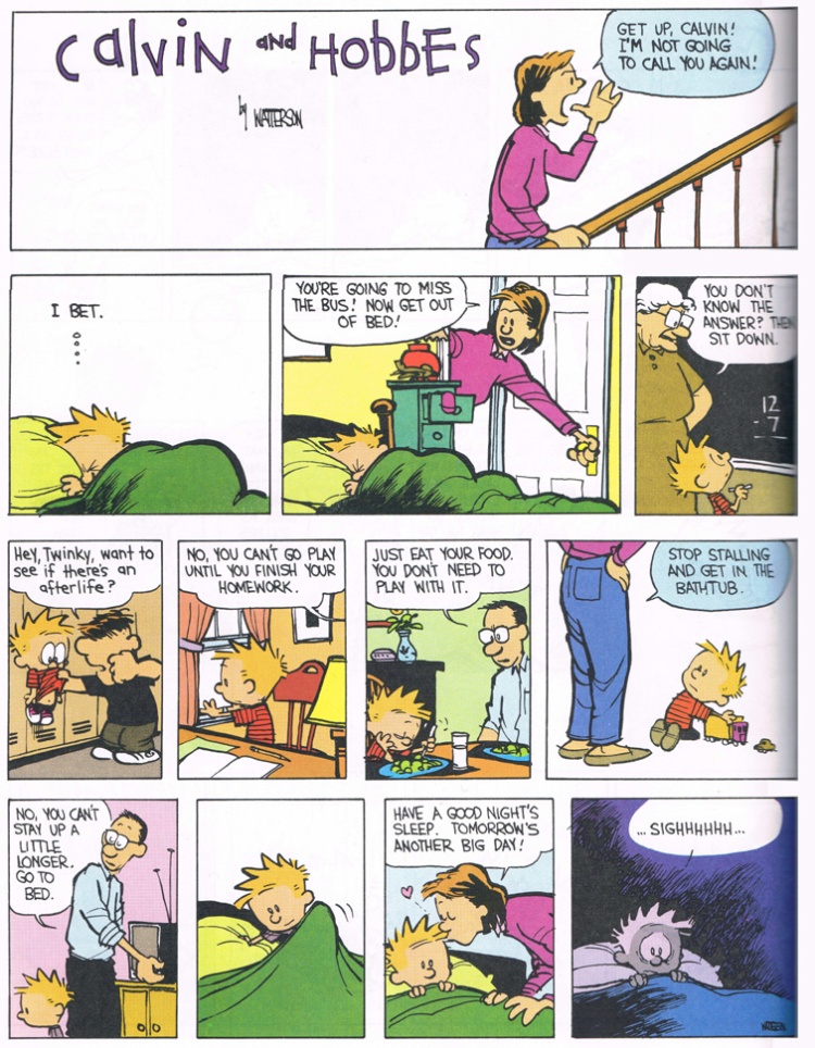 calvin and hobbes sighing in the face of mind-numbing repetition