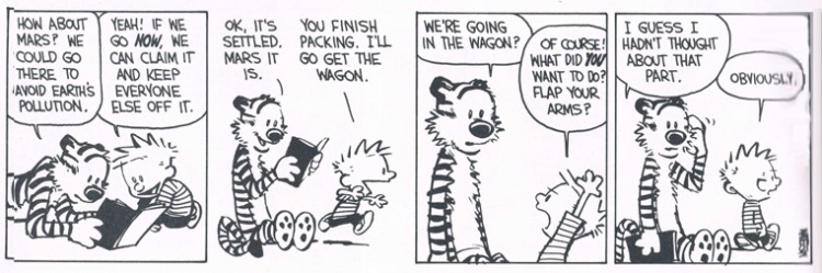 calvin and hobbes and time travel wagon